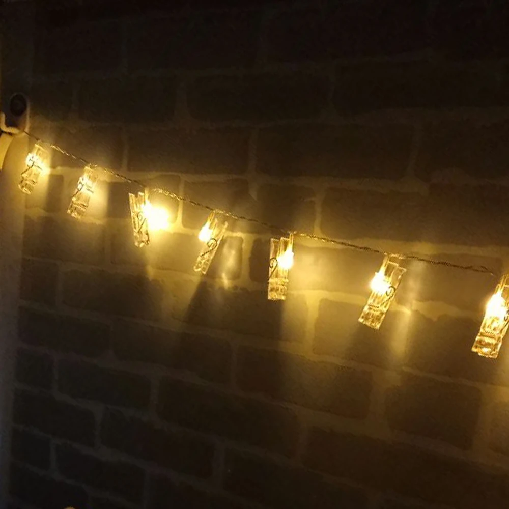 4,5 В 0,6 Вт 10 светодио дный фото зажим Фея свет шнура 2 * AA Батарея яркое освещение IP44 Водонепроницаемый теплый белый DIY Рождество
