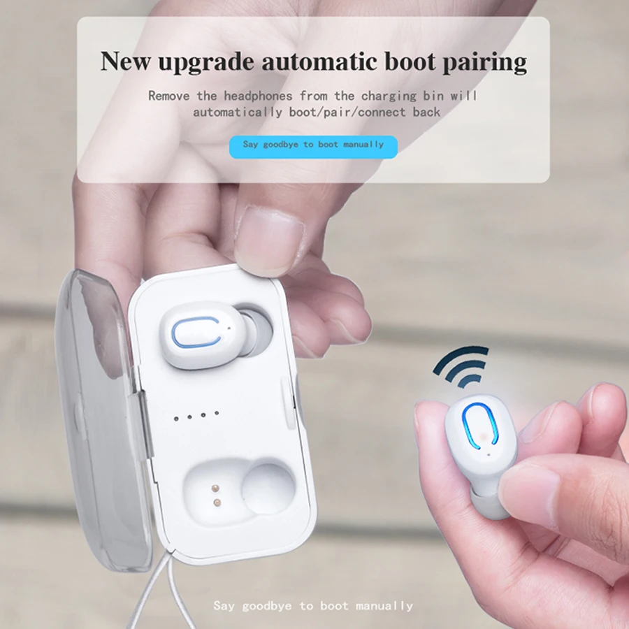 TWS Bluetooth гарнитура для смартфона беспроводные наушники с микрофоном в ухо бас