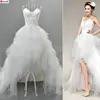 Hot Sale~vestidos de novia~ Front Short and Back Trailing Style Sweet Princess Wedding Dress/Bride Feather Wedding Gown 1