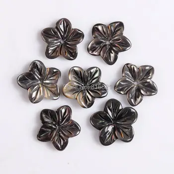 

( 10 pieces/lot ) New 14x2mm Black shell Flower Beads Loose Beads Charms