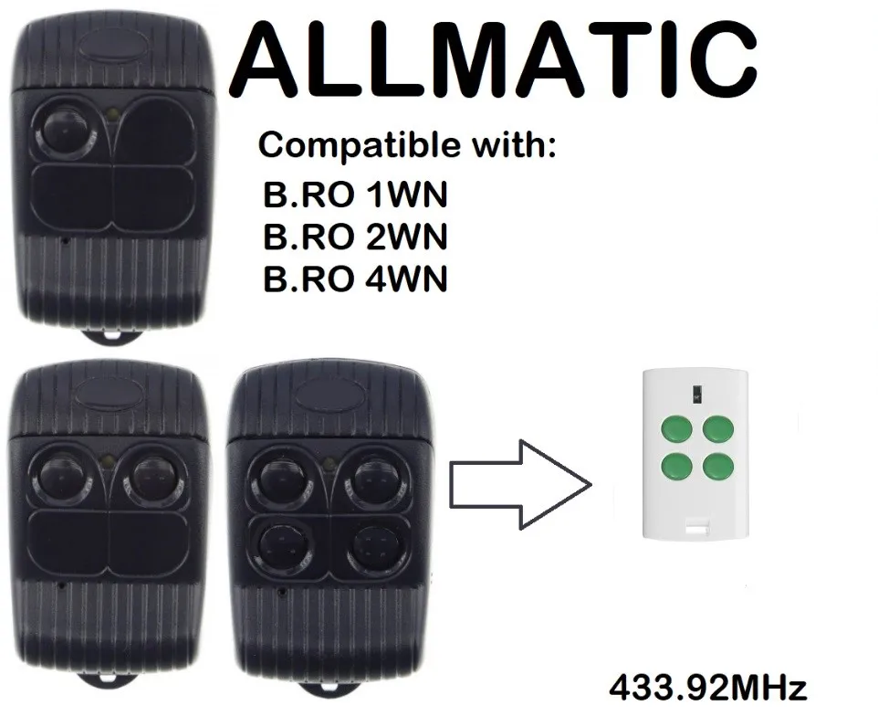 

ALLMATIC BRO1WN, BRO 2WN, BRO4WN Compatible Remote control Rolling code