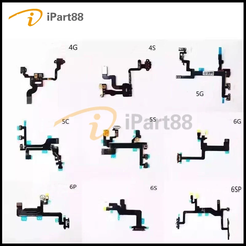 

iPart88 Button Flex Cable For iPhone 4 4S 5 5S 5C 6 6 Plus 6S 6S Plus Volume Flex Cable, For iPhone Power On Off Scwitch Flex