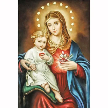 

5D DIY Diamond painting Full Drill Virgin & Child Rhinestone cross stitch kits handmade embroider Crafts for child