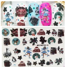 3D Новое поступление акриловая Выгравированная наклейка для ногтей Снеговик Снежинка Форма Водные Наклейки Empaistic наклейки для ногтей водные горки Z0204