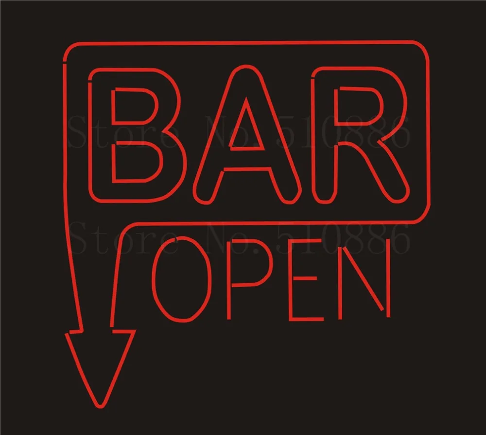

NEON SIGN For Bar Open Down Beer Wine Real GLASS Tube PUB Restaurant Signboard Display Decorate Store Shop Light Signs 17*14