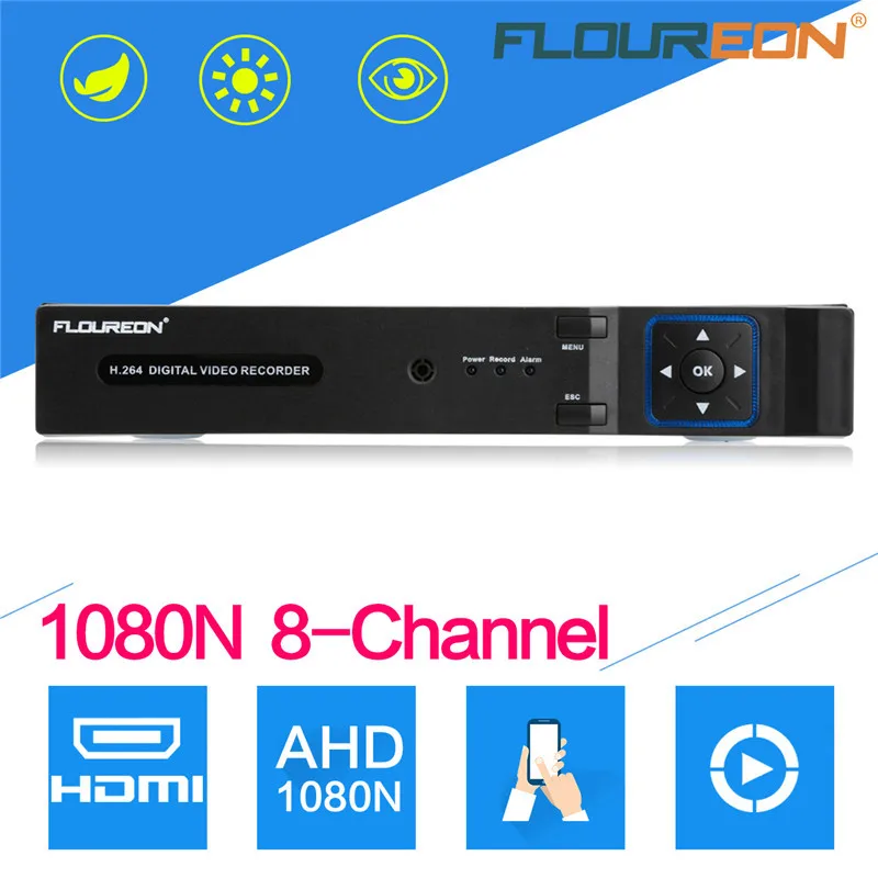 FLOUREON 8CH AHD 1080N HDMI H.264 видеонаблюдения DVR видео Регистраторы облако TVI/CVI/AHD/аналоговый Камера DVR ЕС