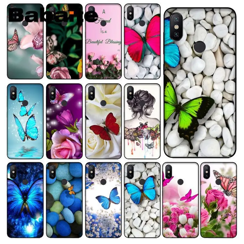 

Babaite Red butterfly white stone roses flower Soft Shell Phone case Cover For redmi 5plus 5A 6pro 4X note5A note4x note7 Cases