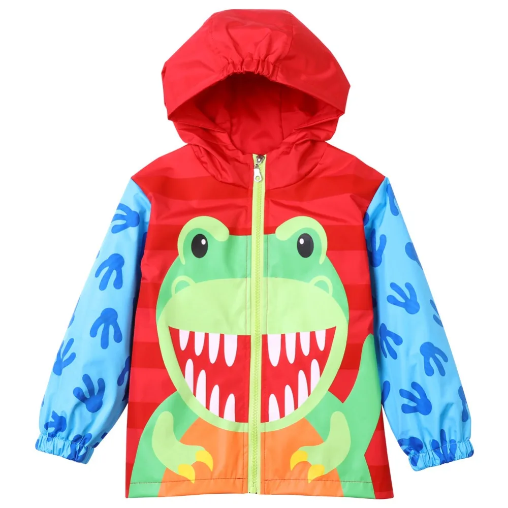 

2018 Spring Autumn Cartoon Dinosaur Children Raincoat Outerwear Warm Sporty Kids Clothes Waterproof Windproof Boys Jackets