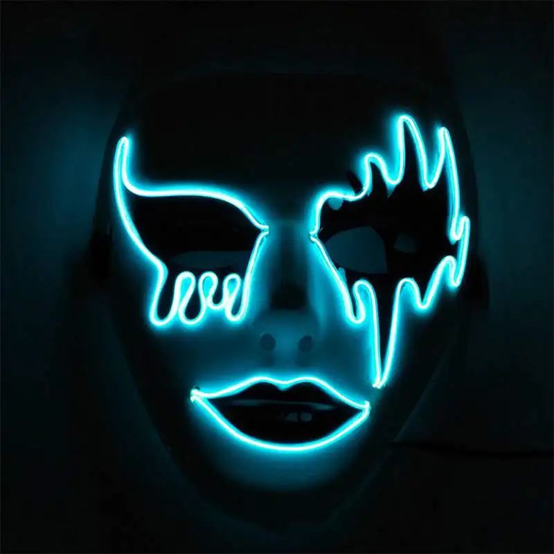 

Halloween LED Light Up Mask Full Face Horror Mask Dance Rave Party Glowing Cold Light Dress Up Mask Party Cosplay Decoration