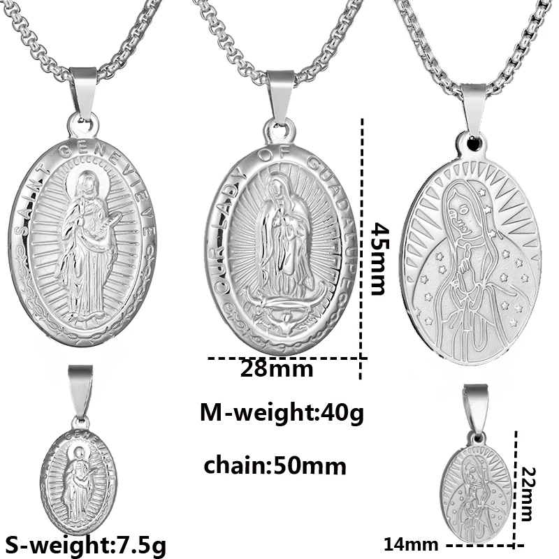 ELSEMODE Святой Девы Марии молитвенный кулон цепочки и ожерелья s Золото 316L нержавеющая сталь амулет для женщин мужчин Шарм ЮВЕ