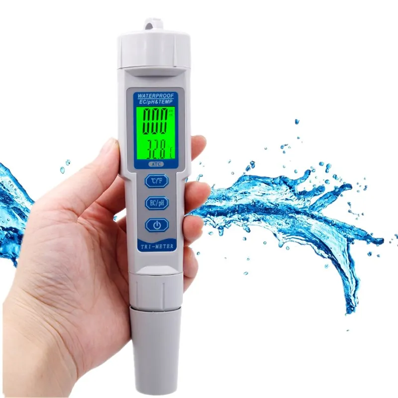 

Digital Waterproof 0.01 3 in 1 PH EC Meter LCD with backlight temp with Automatic temperature compensation for aquarium 40%Off