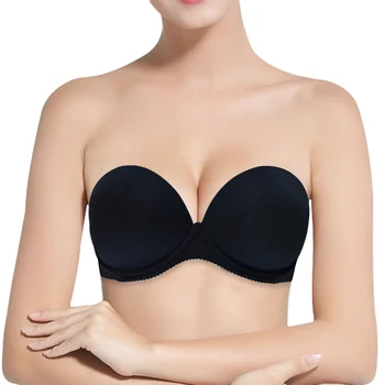 

YANDW Hot Sales Strapless Wedding Women Bra Cotton Bralette 70 75 80 85 90 A B C D Think Paddes Underwear Black Push Up Sexy Bra