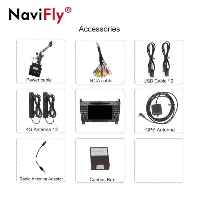 Discount Navifly 7" 2din Android 7.1 Car GPS dvd player for Mercedes/Benz W203 W209 C-Class C180 C200 CLK200 2G RAM canbus WIFI 4