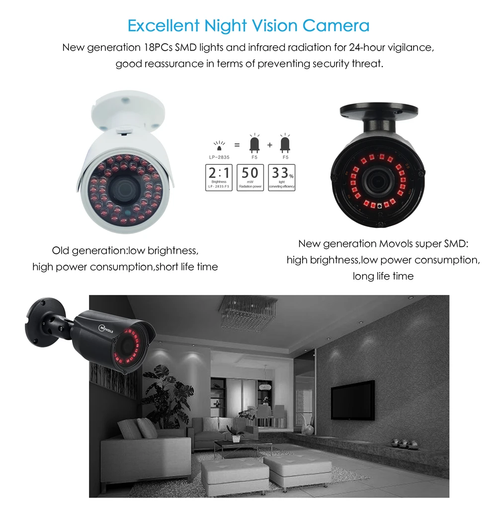 Sistema de Câmera Livre à Prova de Intempéries Vídeo em Casa 1080p ao ar Movols Cctv Pces Câmera Segurança Dvr Kit Dia - Noite Sistema Vigilância 8ch 4 Mod. 90037 6 Sistema de vigilância