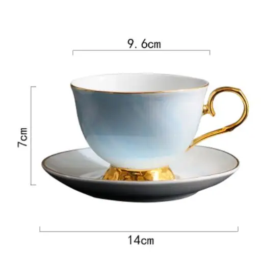 Золотой Край кофейная чашка набор Европейский роскошный мраморная Керамика Кружка домашний цветок чай день чайная чашка с блюдцем чашка - Цвет: Blue