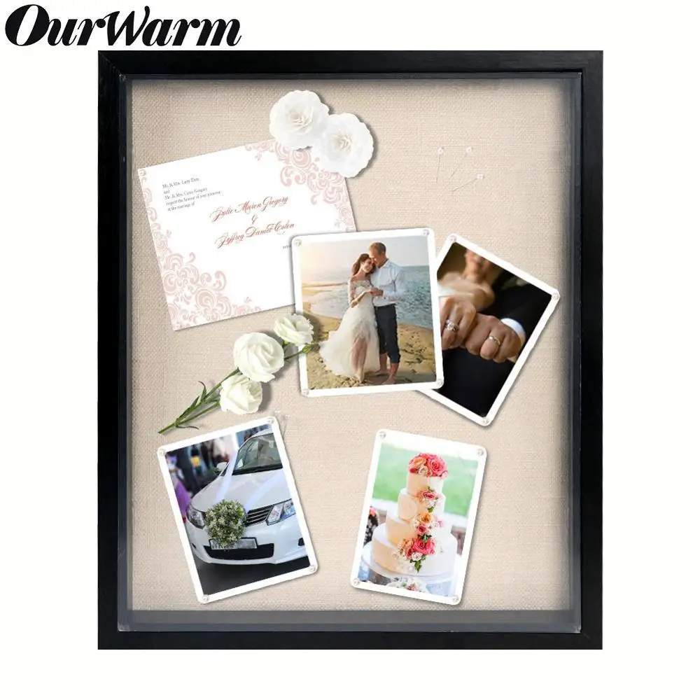 

OurWarm Creative Wedding Gifts Shadow Box Wooden Display Box for Wedding Souvenirs Frames for Wedding Photos 42x34cm