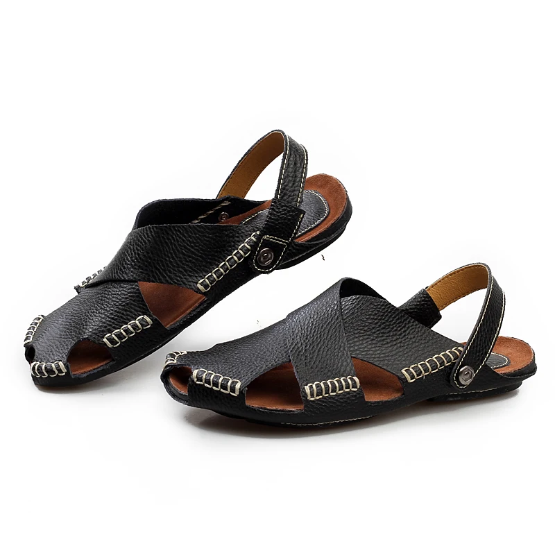 

New Design Summer Men's Sandals&Slippers Non-slip Gladiator Genuine Leather Men's Shoes Casual Flat Indoor&Outdoor shoes