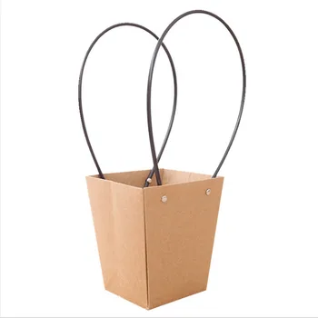 

6 Pcs Waterproof Paper Bag Flowerpot Shop Packing Plant Flower Carrier Grocery Storage New Fashion Interesting For Everyone