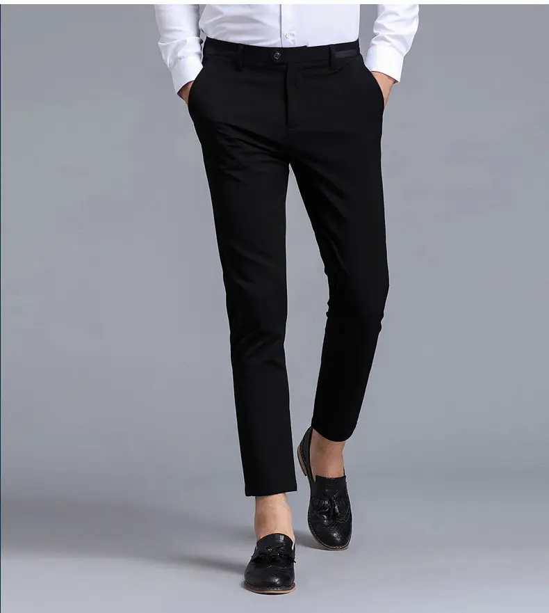 2017 autumn new Fashion pants men slim fit classic business mens pants trousers for male Zipper Fly Black Blue Size 28-35 9828-15