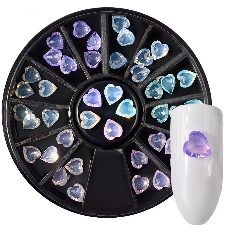 TKGOES 1 коробка кристалл из опала Стразы для ногтей, украшения 20 цветов опционально дизайн сердца DIY камни Шарм 3D маникюрные инструменты для