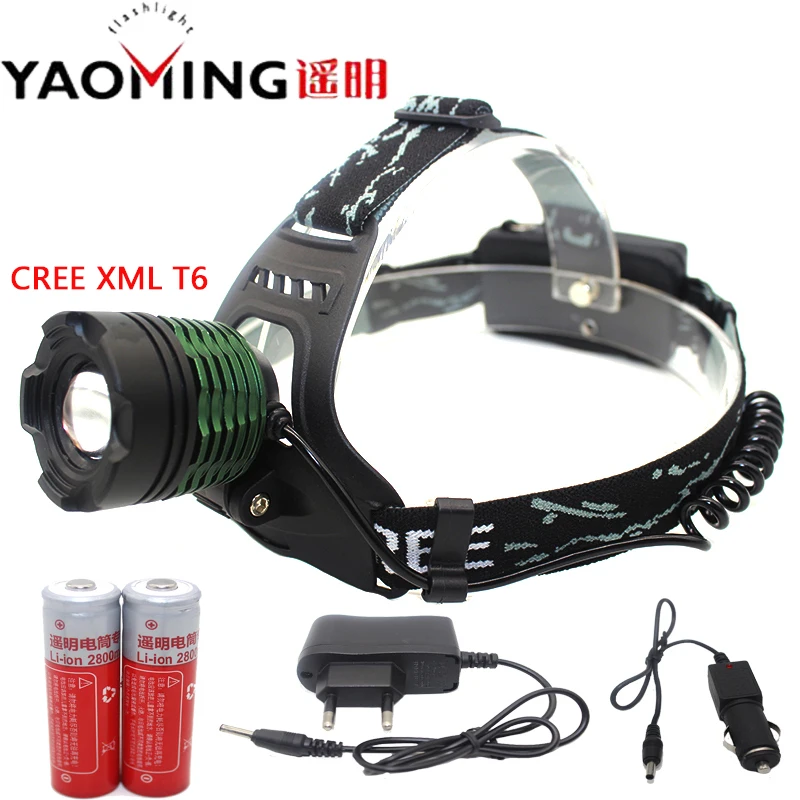 

Super Bright Headlight Headlamp CREE XM-L T6 10W searchlight Rechargeable led head lamp flashlight bike light zoomable for 18650