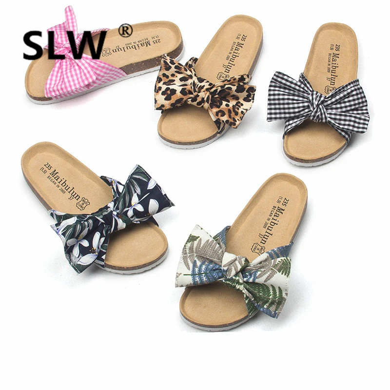 

Butterfly-knot Shoes Slides Flat Slippers Shallow On A Wedge Lady Beach Women Low Sliders Baby Luxury Wedges PU