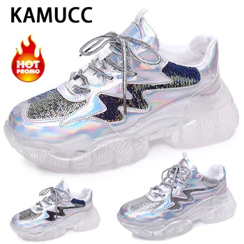 

Women Transparent Sneakers Ladies Shoes Platform Sneakers Casual Shoes Shining Footwear