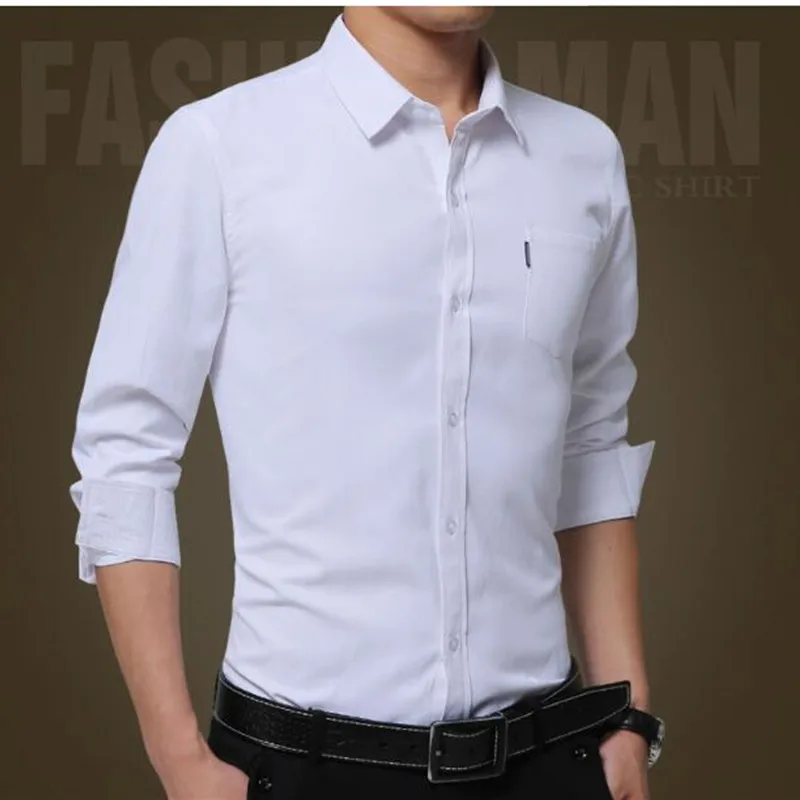 33-1       New shirt men's long-sleeved Slim men's white shirt business solid color youth professional dress