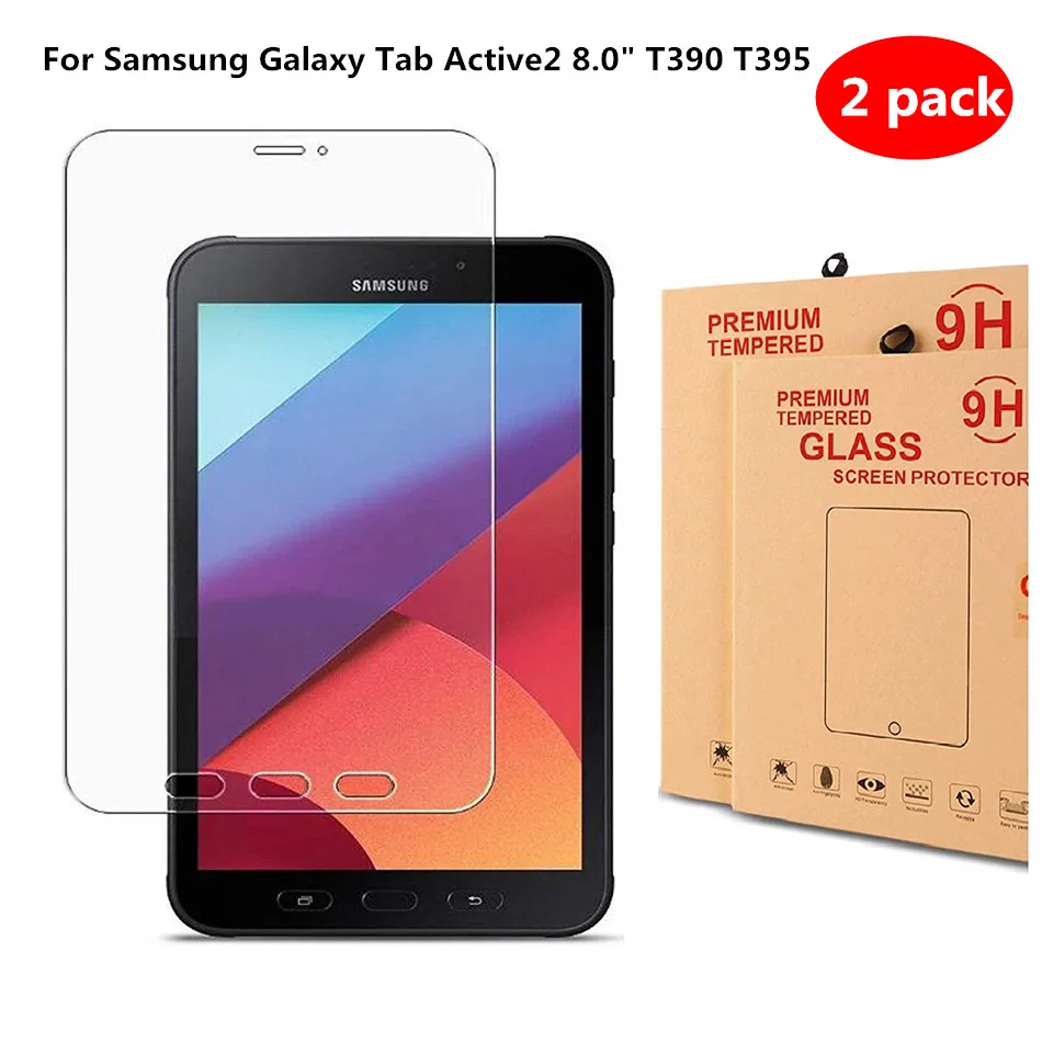 2 шт закаленное стекло для Samsung Galaxy Tab Active2 8," T390 T395 протектор экрана, 9 твердость HD против царапин без пузырьков