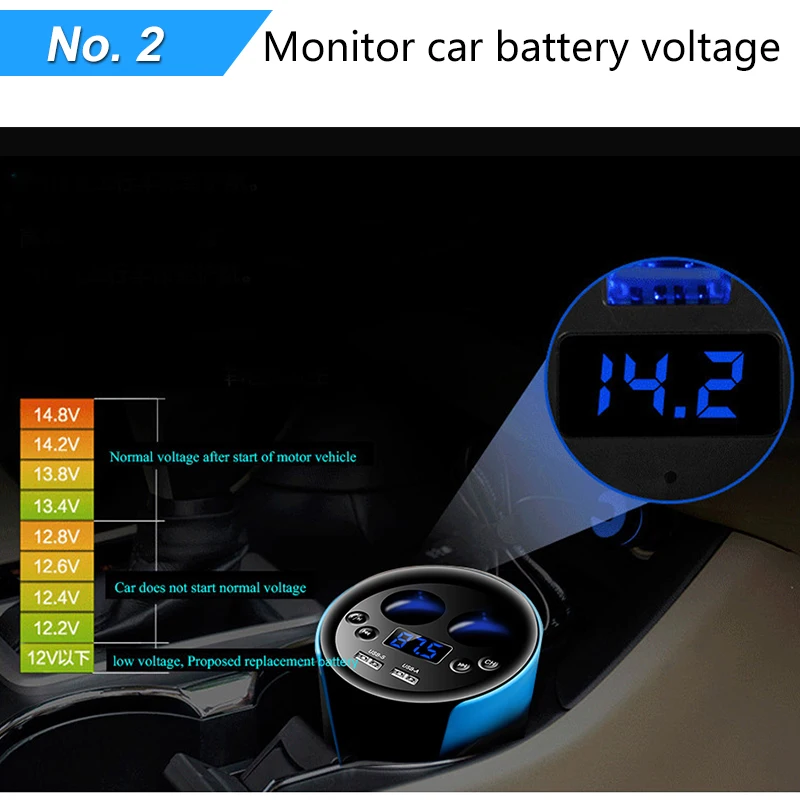 fm-передатчик MP3 музыкальный плеер Bluetooth автомобильный комплект громкой связи вызов прикуриватель адаптер сплиттер 2 порта USB зарядное устройство