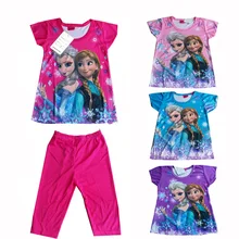 Yilaku Children Cartoon Pajamas Sets Girls Short Sleeves Princess print cute pajamas Baby Sleepwear Pijama Infantil