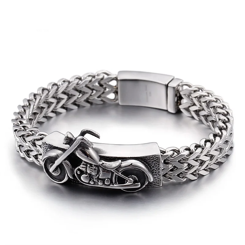 

Men's titanium steel bracelet popular motorcycle new jewelry retro stainless steel bracelet