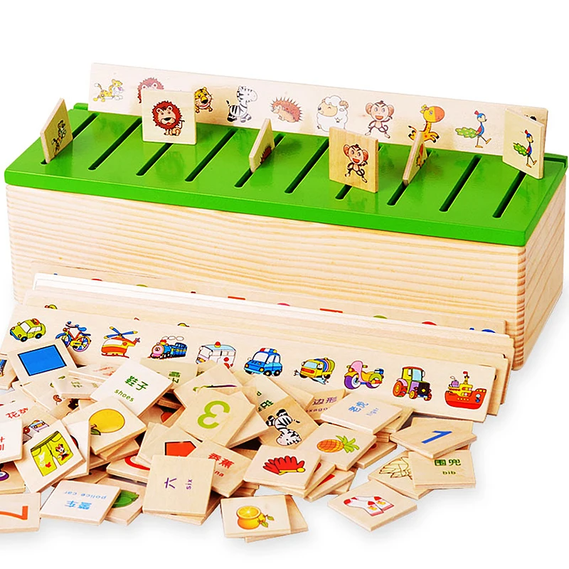 

Montessori Classification Box Wooden Educational Math Toys Shape Transport Animal Digital Fruits Knowledge Toys26*16*5cm