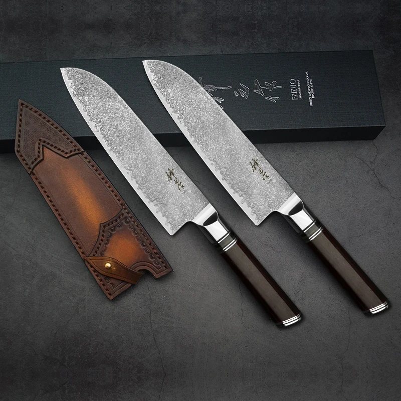 FZIZUO 7 5 &quotнож Santoku из дамасской стали ручной работы макарские ножи Dalbergia японский