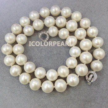 

WEICOLOR AAAA+ 45cm 10mm Round White Natural Cultured Freshwater Pearl Jewelry Necklace With A Very Nice Crystal Clasp