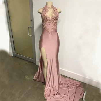 

2019 elegant black girl african mermaid prom dresses evening gowns lace appliques vestidos de fiesta largos elegantes de gala