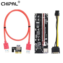 Chipal 2021 ver009s plus pci express pcie pci-e riser cartão 6pin para sata 1x 16x usb 3.0 adaptador extensor led mineração para btc