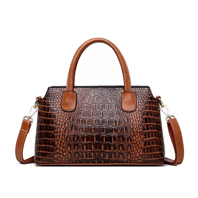 Новые винтажные роскошные сумки женские сумки дизайнерская сумка из крокодиловой кожи женская сумка на плечо Bolsa Feminina Sac основной Femme - Цвет: Коричневый