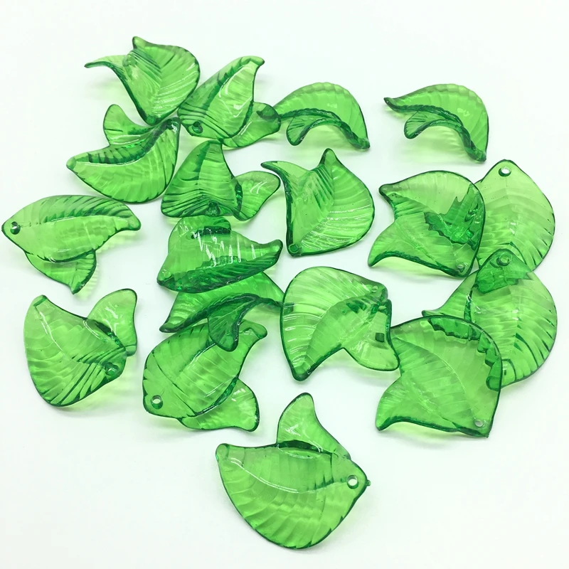 Акриловые прозрачные бусины с зелеными листьями для изготовления ювелирных изделий своими руками аксессуары для домашнего декора 4 формы для выбора Meideheng