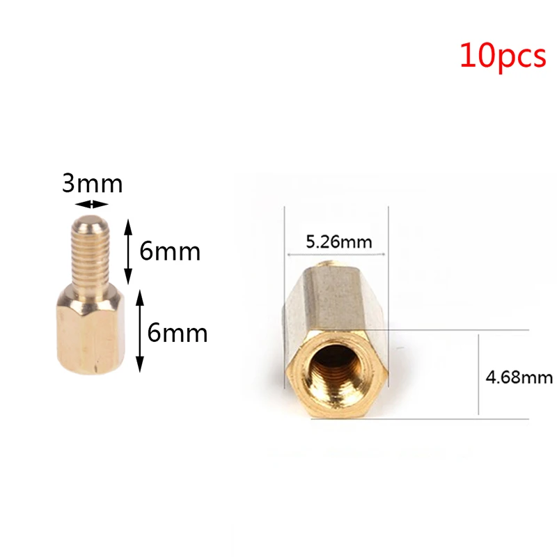 10 шт. латунь медь M3 Шестигранная стойка противостояние ПОДДЕРЖКА РАСПОРНАЯ стойка печатной платы Мужской-Женский разделитель/женский разделитель - Цвет: N2