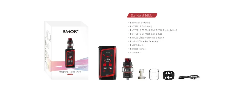 SMOK Morph комплект 219 Вт Morph Box MOD 6 мл TF бак 1,9 дюймов сенсорный экран электронные сигареты Vape с TF баком BF-Mesh катушка