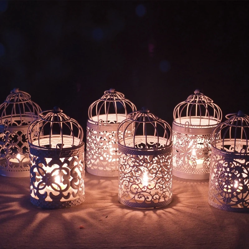 

New Hollow Holder Candlestick Tealight Hanging Lantern Bird Cage Vintage Wrought New