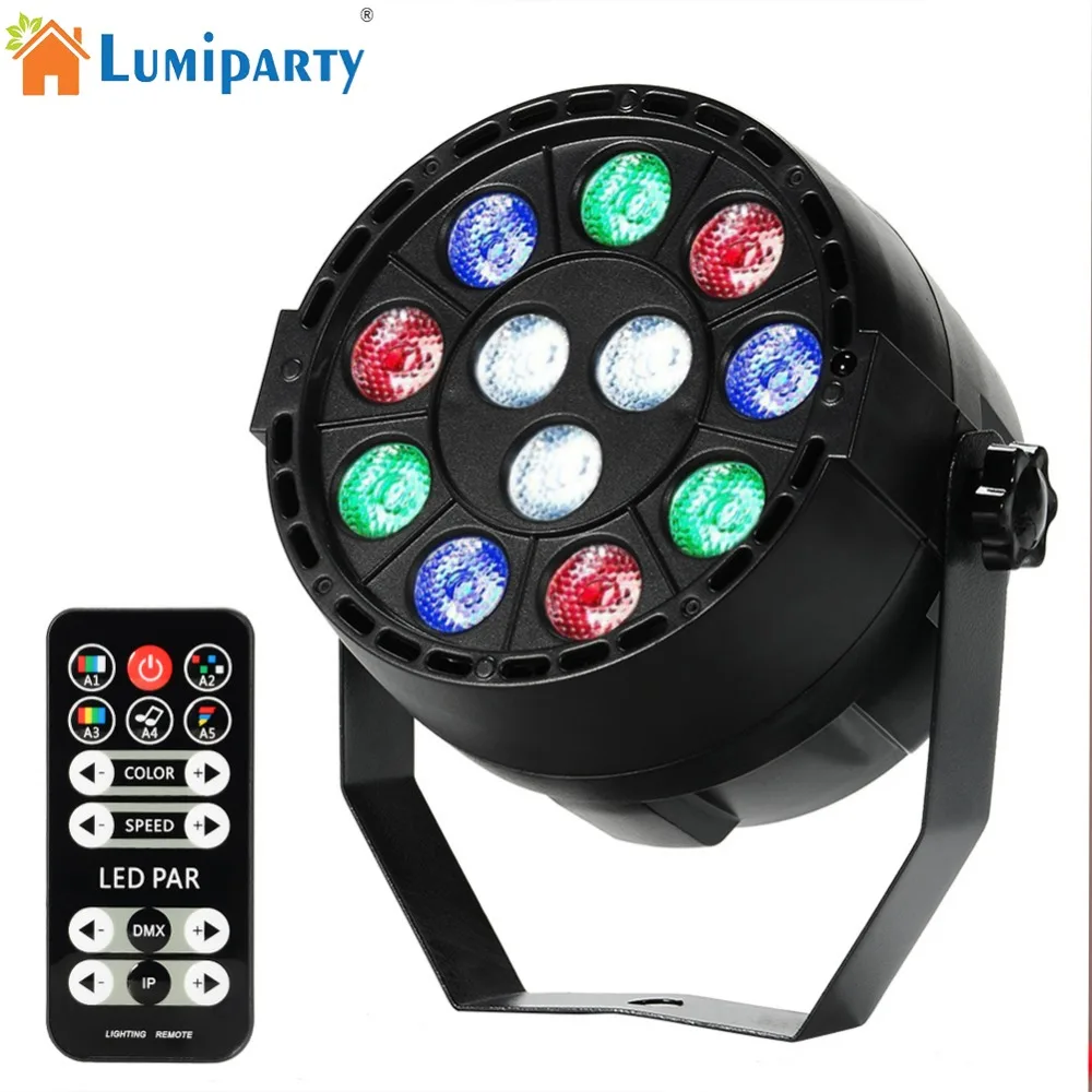 

LumiParty 12 LED 1W Par Lights RGB Changeable Color 7 Lighting Modes Stage Lights Remote Control DMX Control Disco Lights Plug