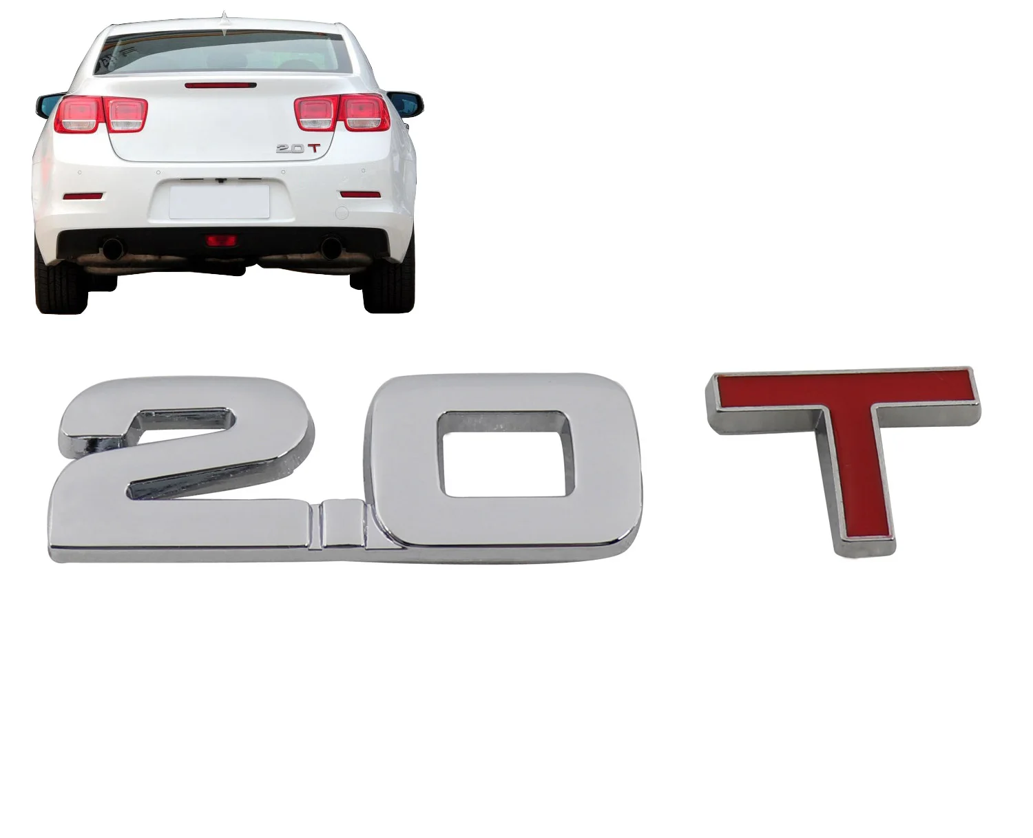 

Chrome 2.0 T 2.0T Turbo Displacement TSI Fender Trunk Emblem Decal Badge Sticker