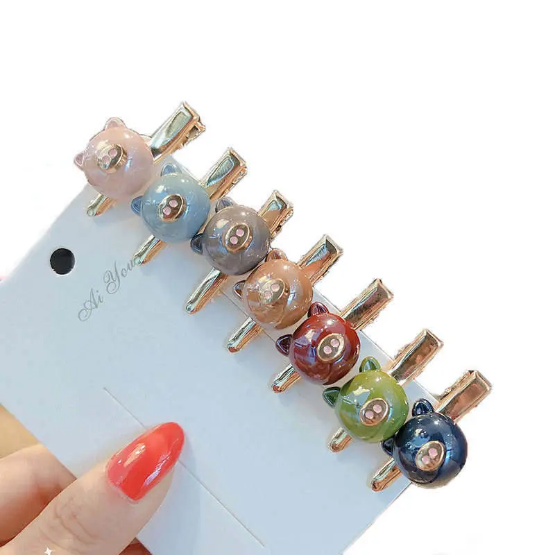 

2PCS Temperament lady piglet duckbill clip hairpin side Bangs jewelry Korean pearl hairpin
