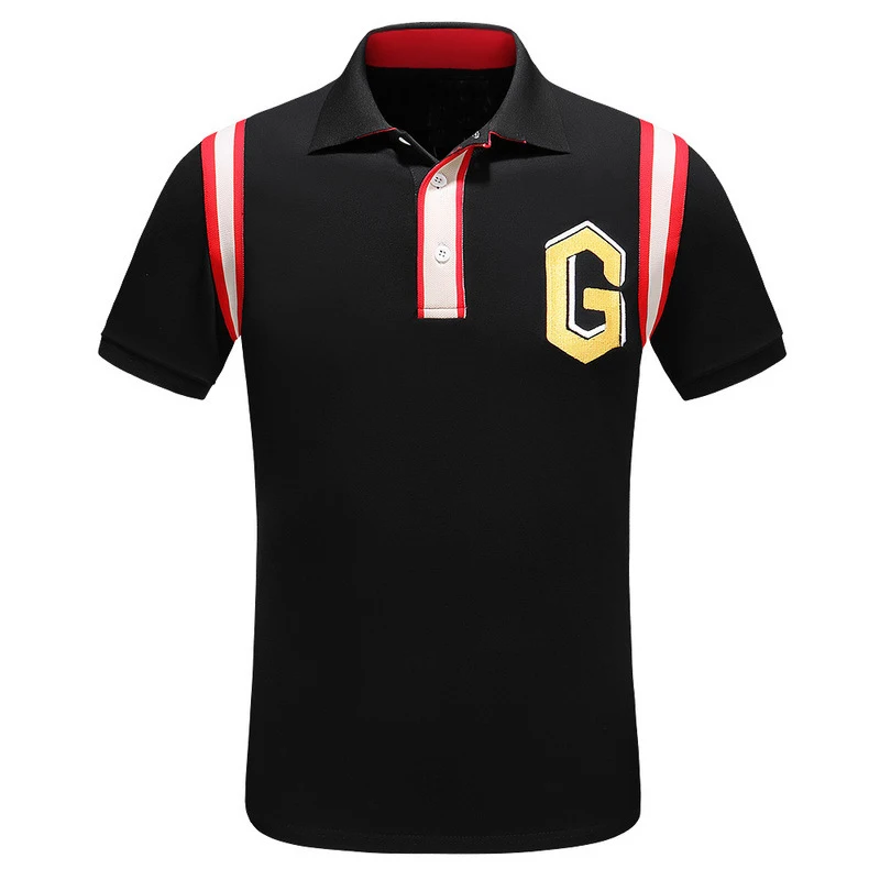 

High New Novelty 19ss Men Embroidered Letter Striped Fashion Polo Shirts Shirt Hip Hop Skateboard Cotton Polos Top Tee #G60