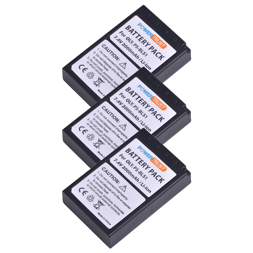 3Pcs 2000mAh BLS 1 BLS1 BLS 1 Rechargeable Batteries for OLYMPUS E PL1 E400 E410 E420 E450 E620