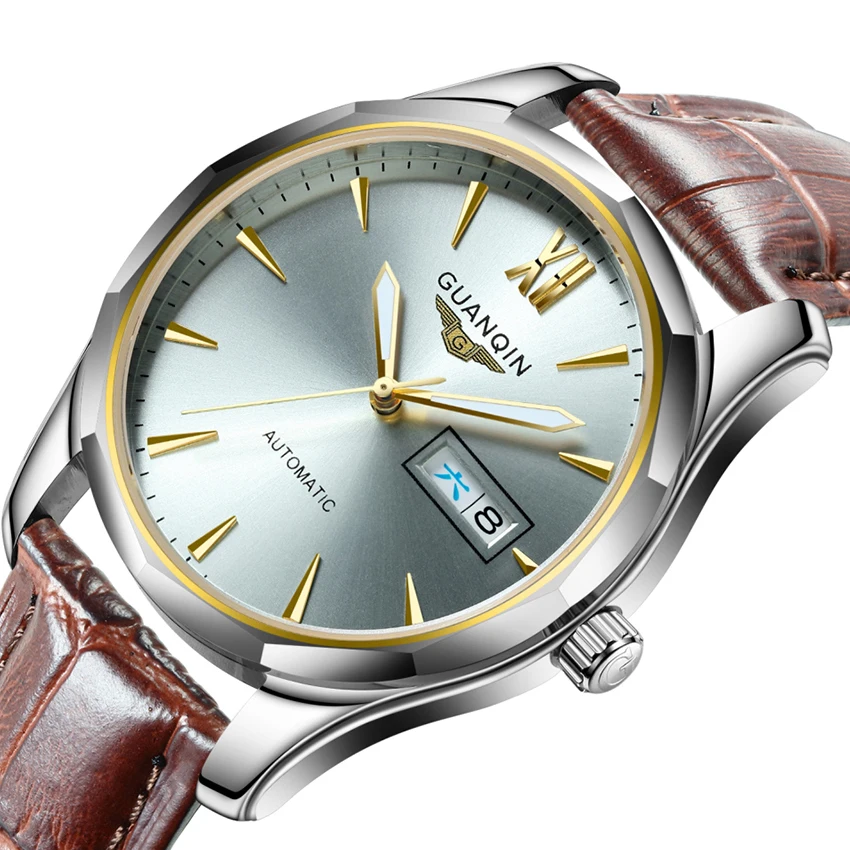 GUANQIN Automatic Mechanical Men Watch Luminous Tungsten Steel Watches