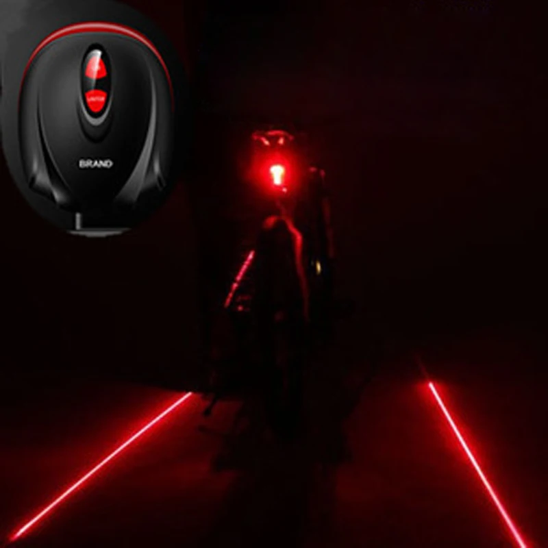 

2017 Hot Bicycle 5 LED 2Laser Cycling Bike light 7 Flash Mode MTB Safety Rear Lamp waterproof Laser Tail Warning Lamp Flashing