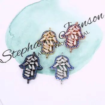 

Luxury palm enamel Connector Classic Micro Pave Turquoise CZ Jewelry For Women Bracelet DIY Accessories